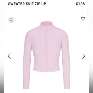 Skims sweater knit zip up in baby pink